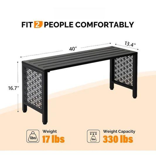 40in Outdoor Metal Bench
