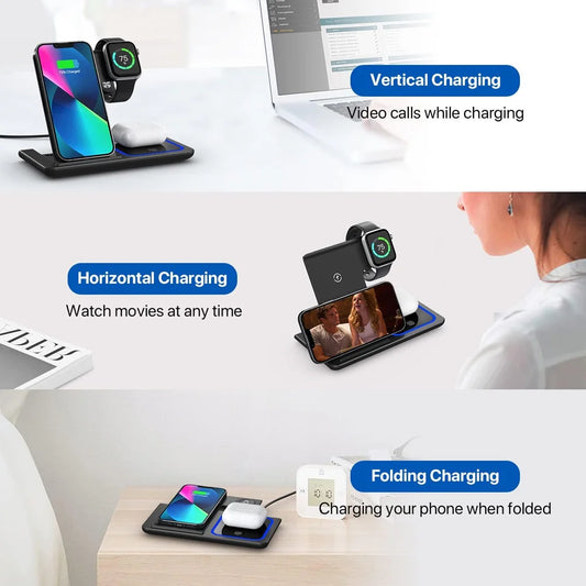 15W Fast Charging 3-in-1 Foldable Wireless Charger