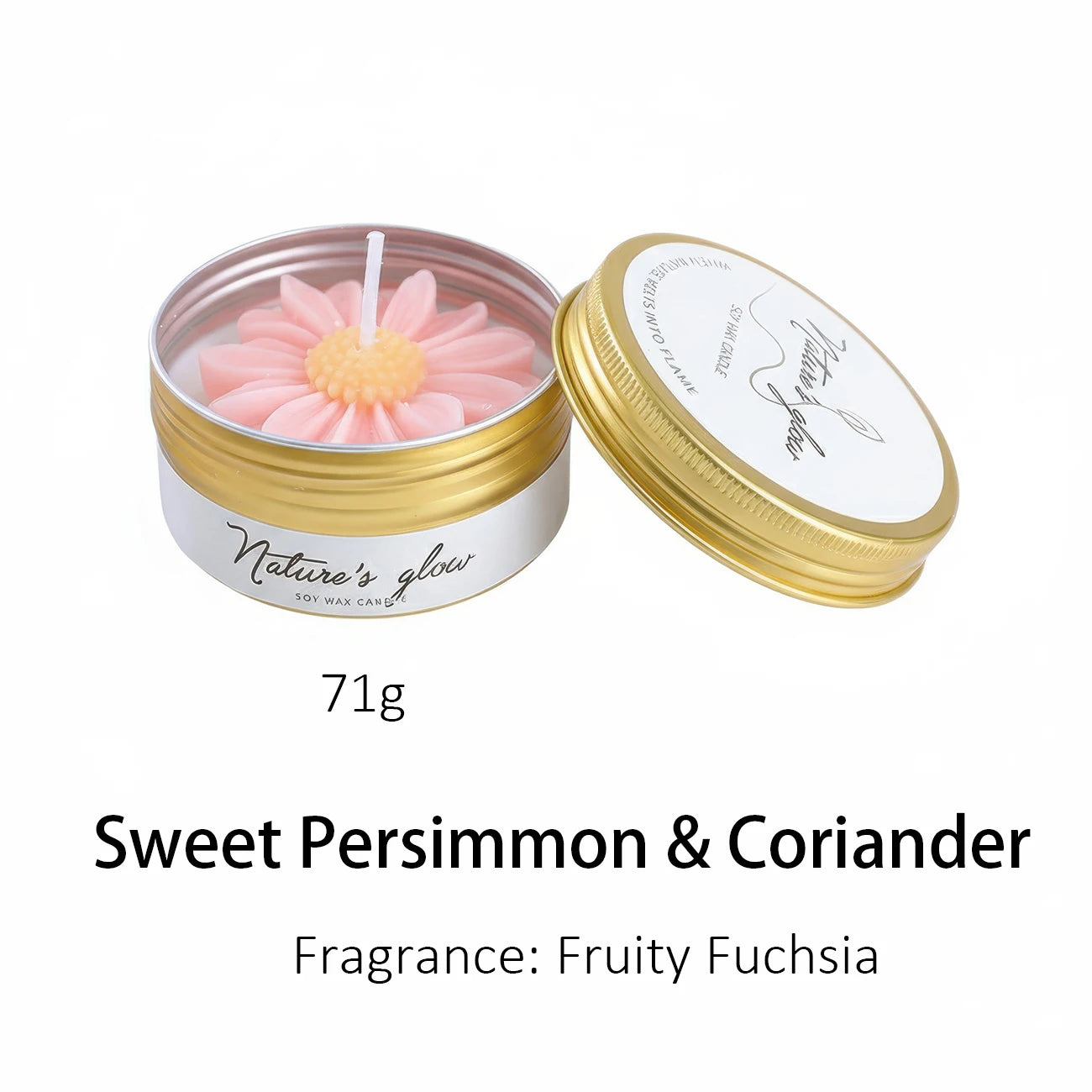 Chamomile Scented Candle Tin, Handmade Soy Wax Flower Candle