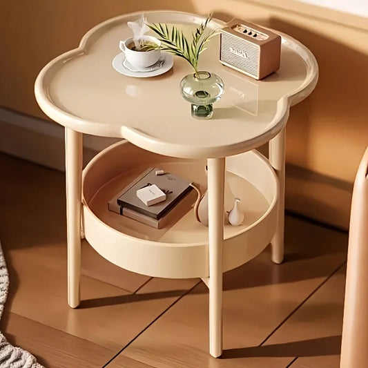 Stylish Modern Round Side Table w/ Storage Shelf