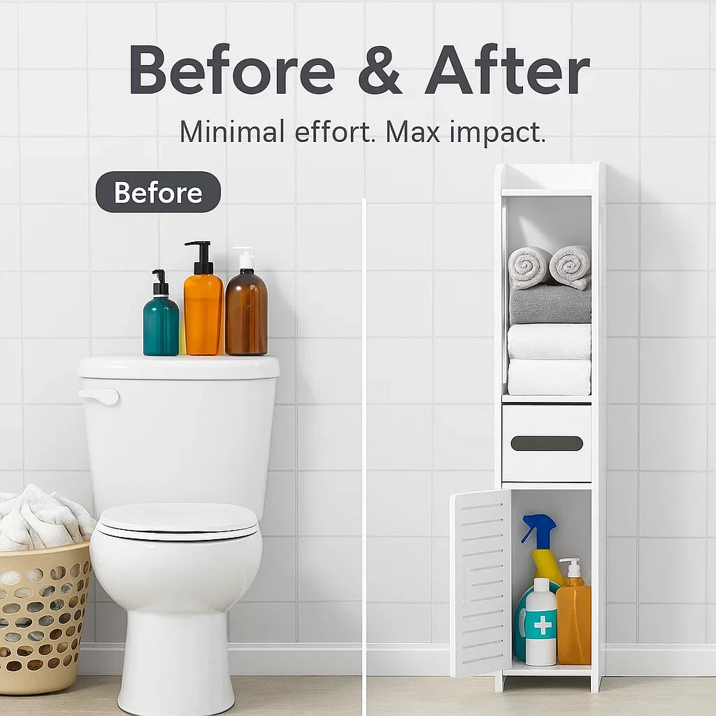 Bathroom Toilet Furniture Cabinet, White