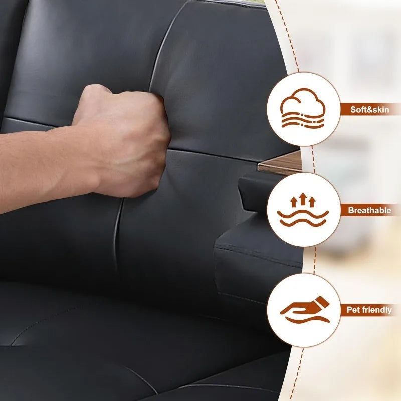 Sectional Couch for Living Room, Classic Black