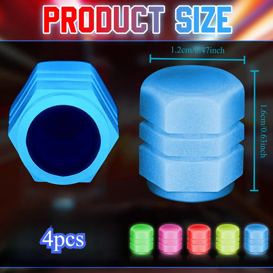 4pc. Fluorescent Valve Stem Covers