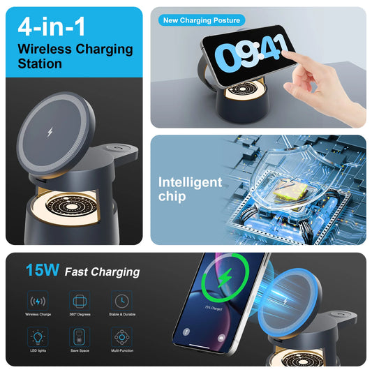 4 in 1 Magnetic Wireless Charger Fast Charging Station