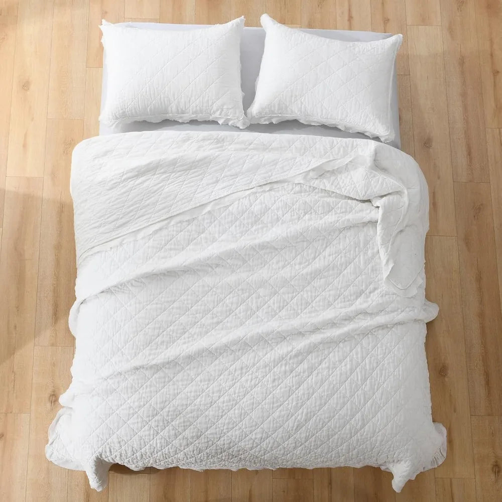 King Size Linen-Cotton Blend Quilt Set