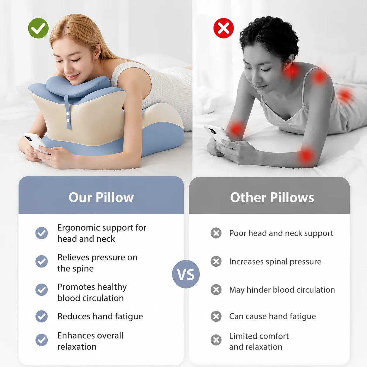 Multifunctional Memory Foam Prone Reading Pillow