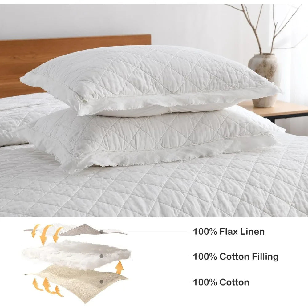 King Size Linen-Cotton Blend Quilt Set
