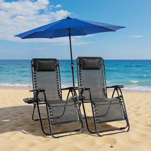 JHK Zero Gravity Set of 2 Portable Recliner Chairs