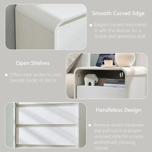 25" Tall Modern Nightstand with Charging Station