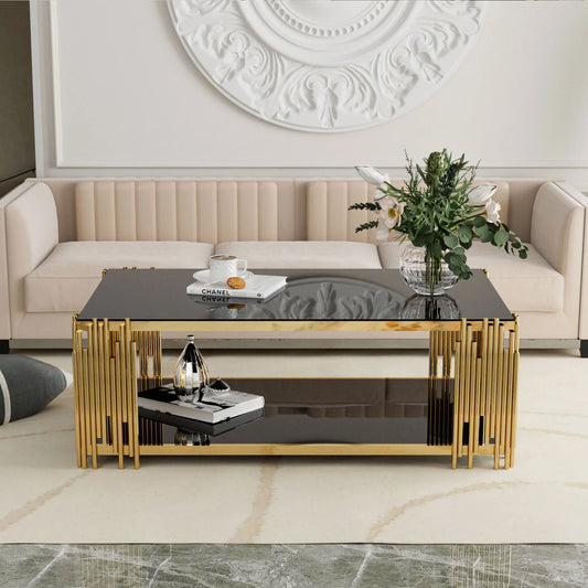 Stainless Steel Rectangle Glass Coffee Table