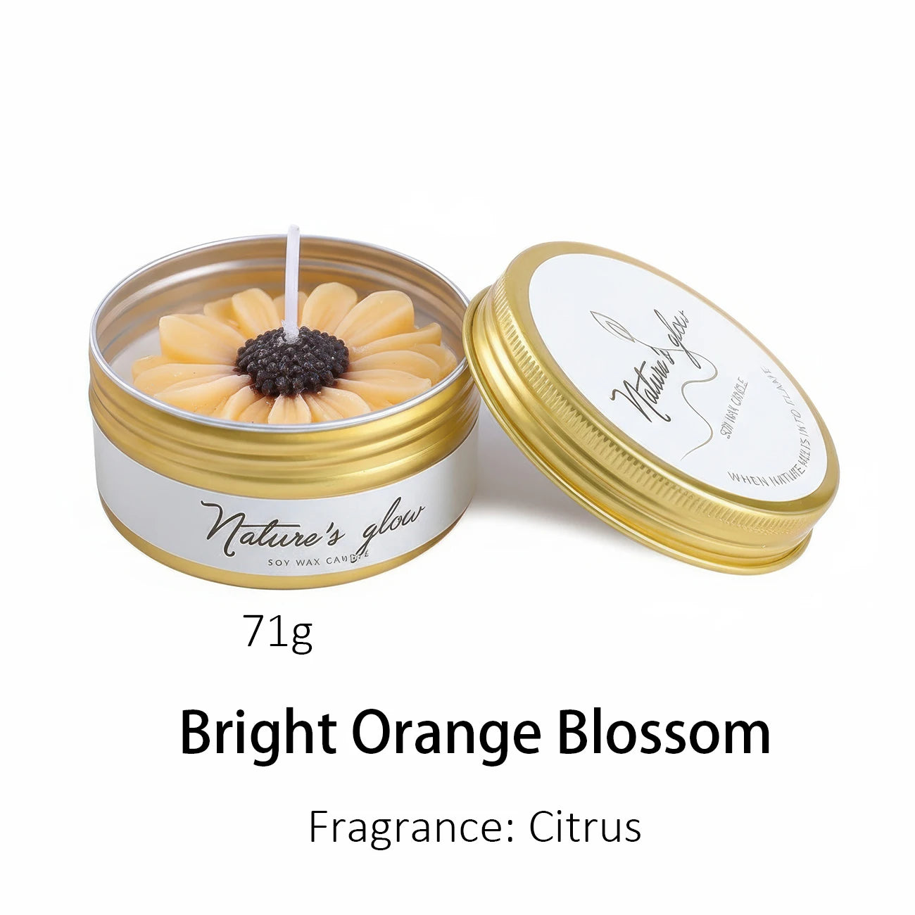 Chamomile Scented Candle Tin, Handmade Soy Wax Flower Candle