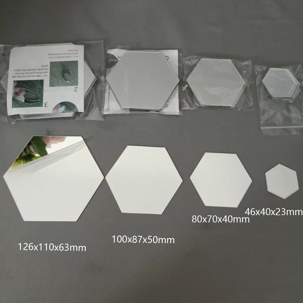 Hexagon Acrylic 3D Mirror Wall Sticker