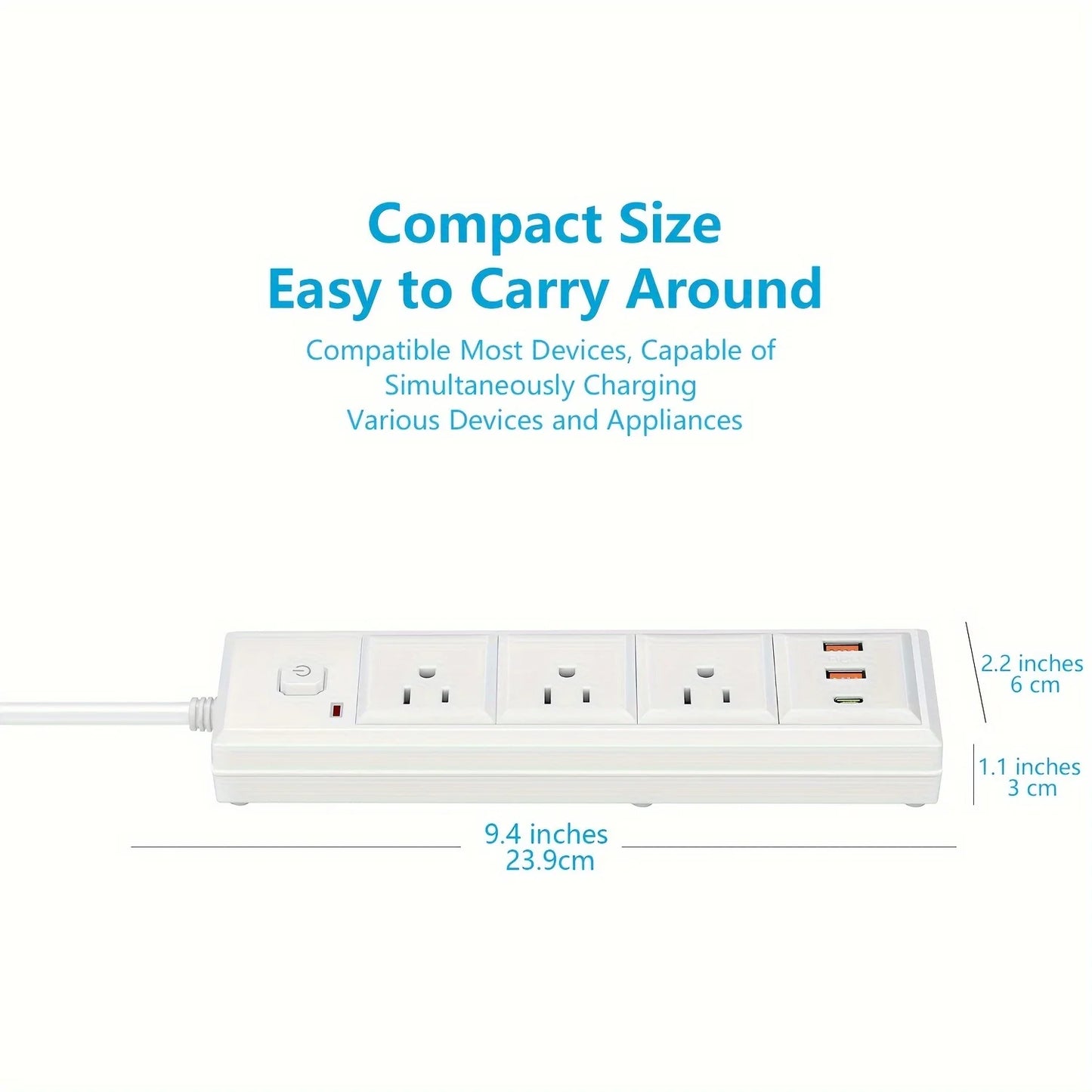 Power Outlets 3 Plug Strip