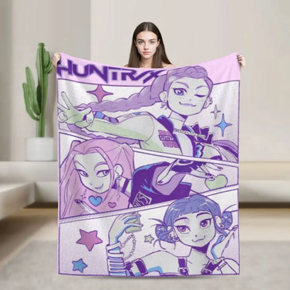 Cool K-Pop Demon Anime Flannel Blanket
