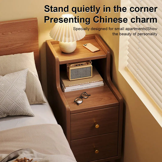 Ultra-Narrow Nightstand with 2 Drawers