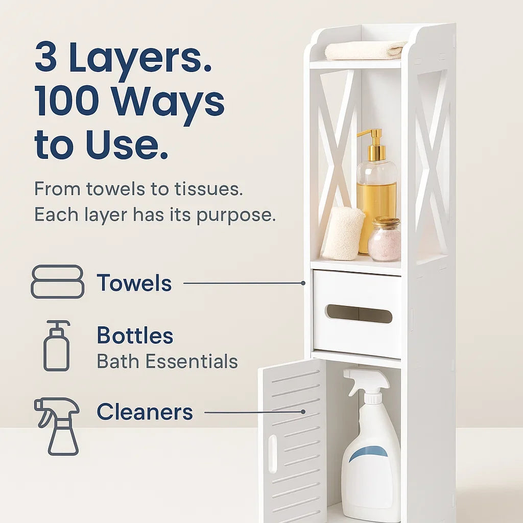 Bathroom Toilet Furniture Cabinet, White