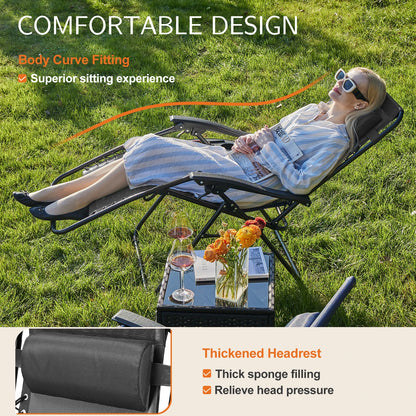 JHK Zero Gravity Set of 2 Portable Recliner Chairs