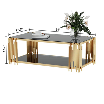 Stainless Steel Rectangle Glass Coffee Table