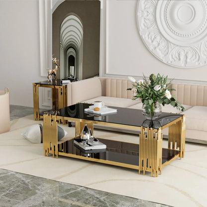 Stainless Steel Rectangle Glass Coffee Table