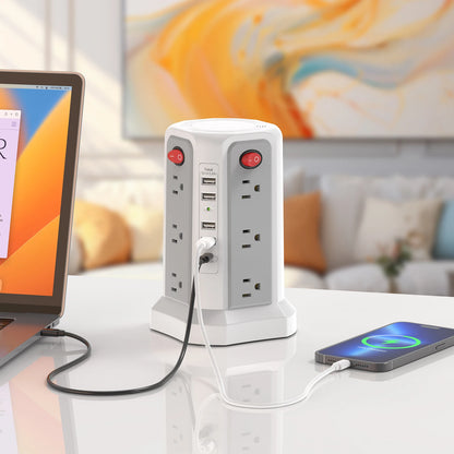 Braided Extension Cord Plug-in Outlet Tower
