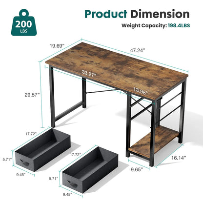 47IN Computer Desk With Drawers