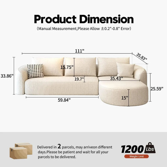 Sectional Luxury Modern Curved Back Sofa