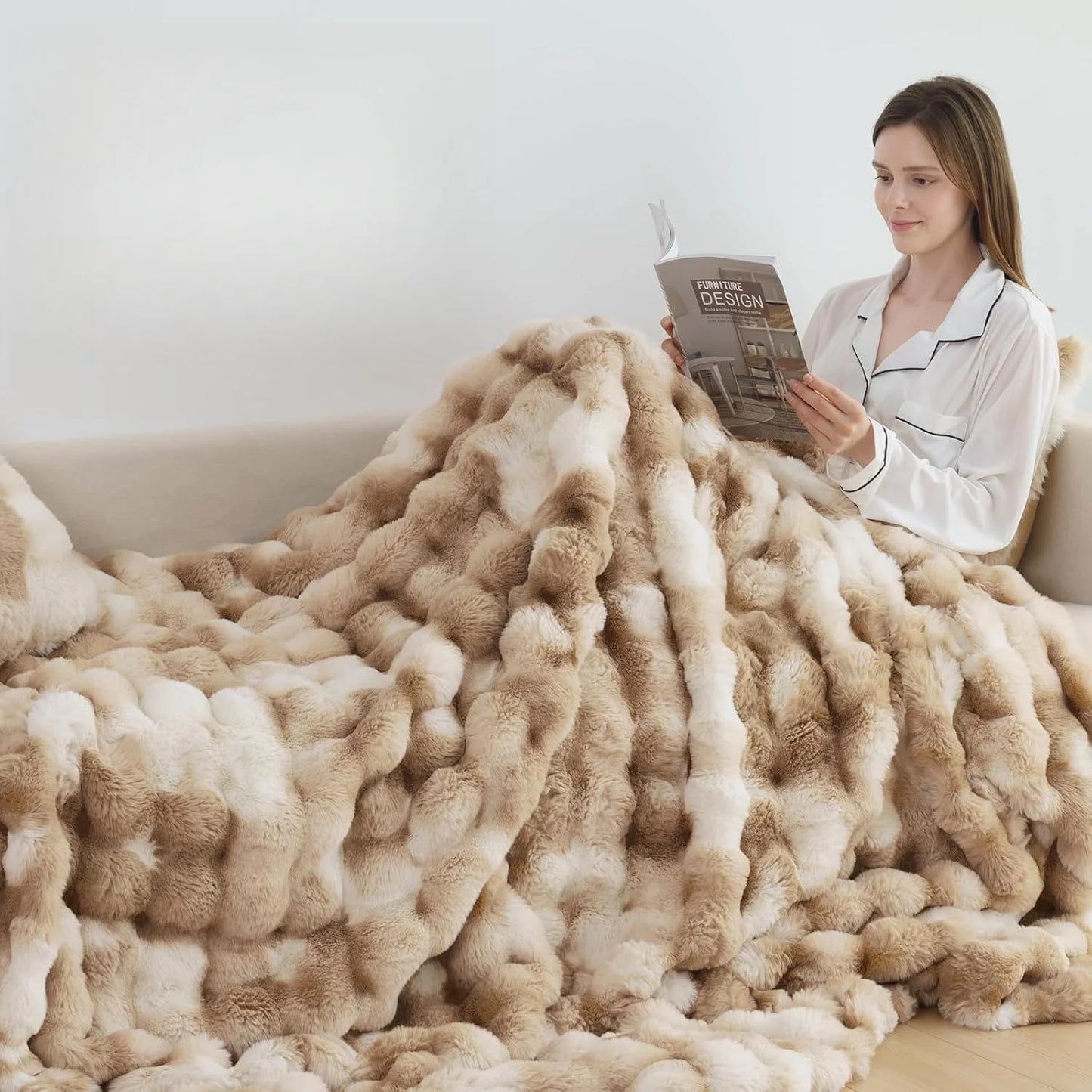 Cozy Faux Rabbit Fleece Blanket