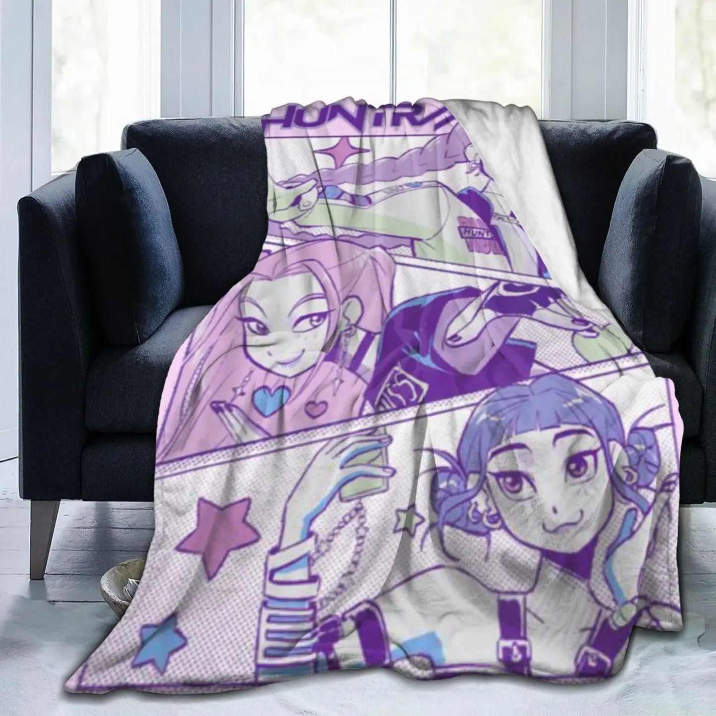 Cool K-Pop Demon Anime Flannel Blanket