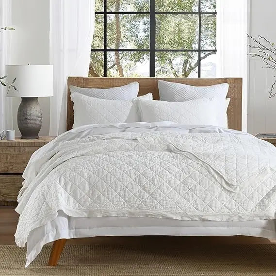 King Size Linen-Cotton Blend Quilt Set
