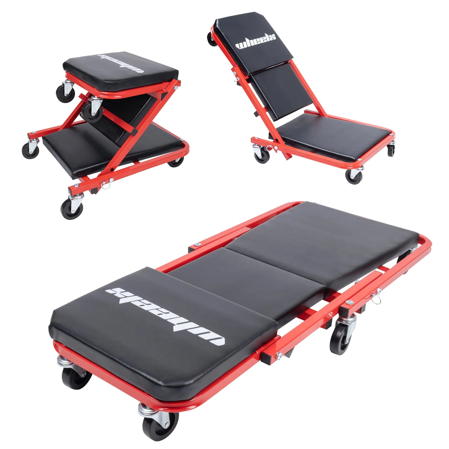 3-in-1 Rolling Mechanic Creeper Z Seat, Foldable Garage Chair