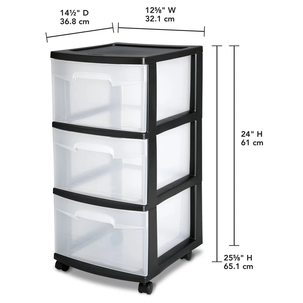3 Drawer Plastic Storage Cart