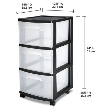 3 Drawer Plastic Storage Cart