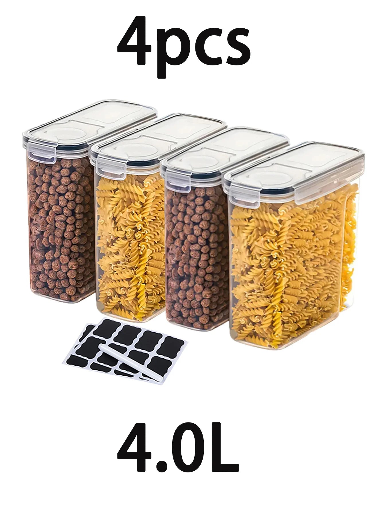 Large Food Storage Containers W/Lids 4pc Set