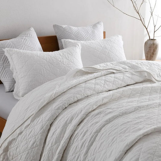 King Size Linen-Cotton Blend Quilt Set