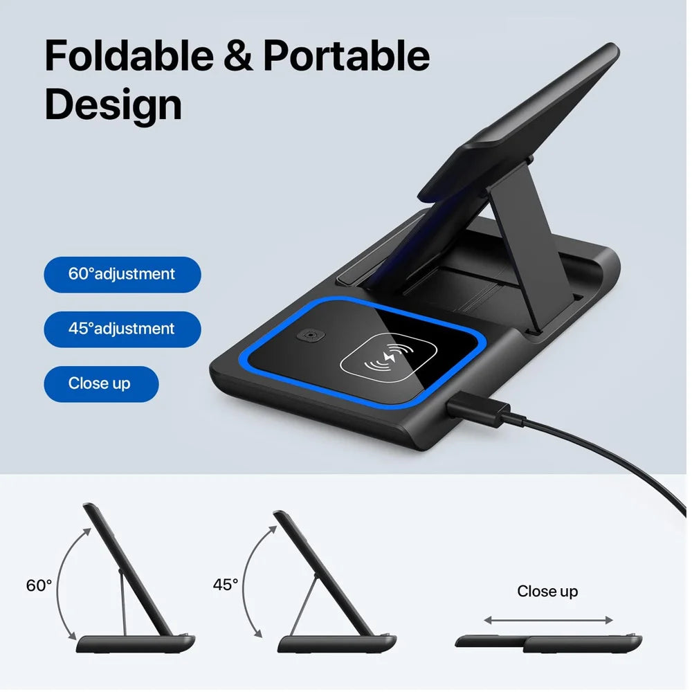 15W Fast Charging 3-in-1 Foldable Wireless Charger