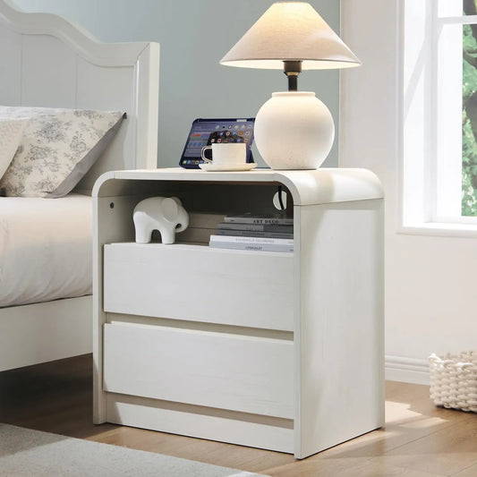 25" Tall Modern Nightstand with Charging Station