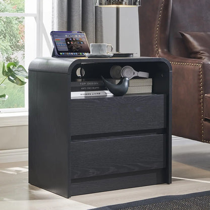 25" Tall Modern Nightstand with Charging Station