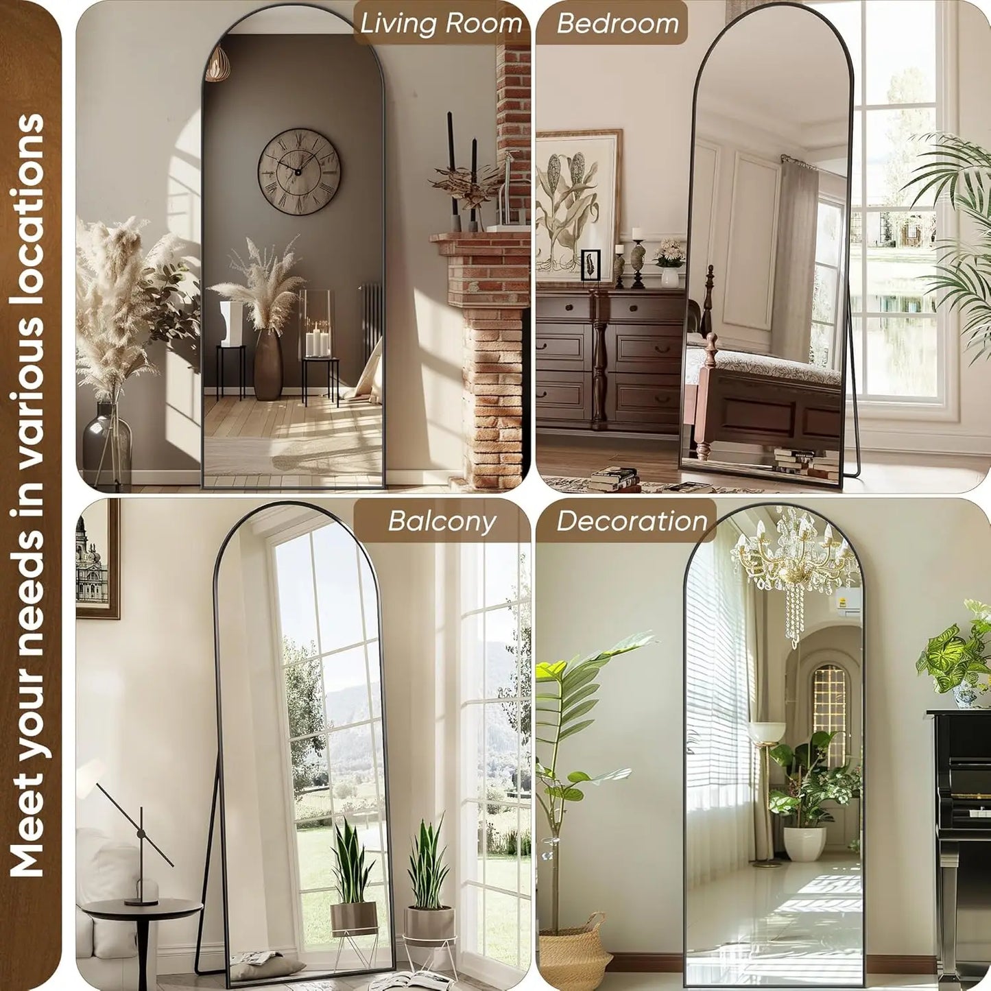 Full Length, 58"x18" Oversized Floor Mirror