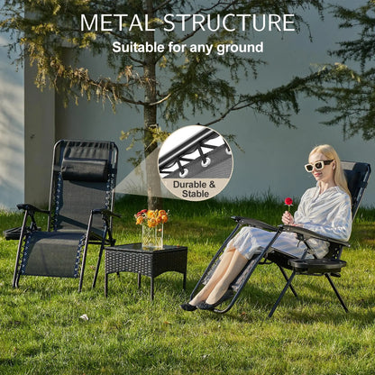 JHK Zero Gravity Set of 2 Portable Recliner Chairs