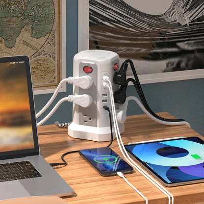 Braided Extension Cord Plug-in Outlet Tower