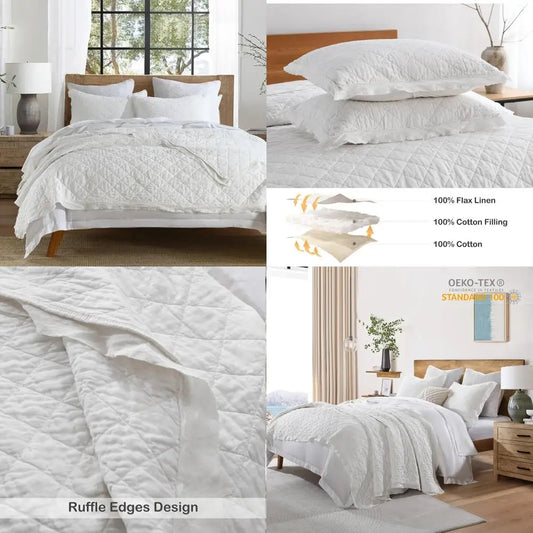 King Size Linen-Cotton Blend Quilt Set