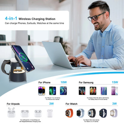 4 in 1 Magnetic Wireless Charger Fast Charging Station