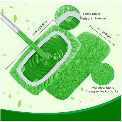 12 Piece Washable Green Mop Cloth