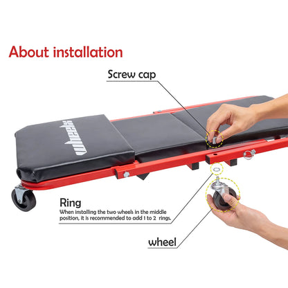 3-in-1 Rolling Mechanic Creeper Z Seat, Foldable Garage Chair