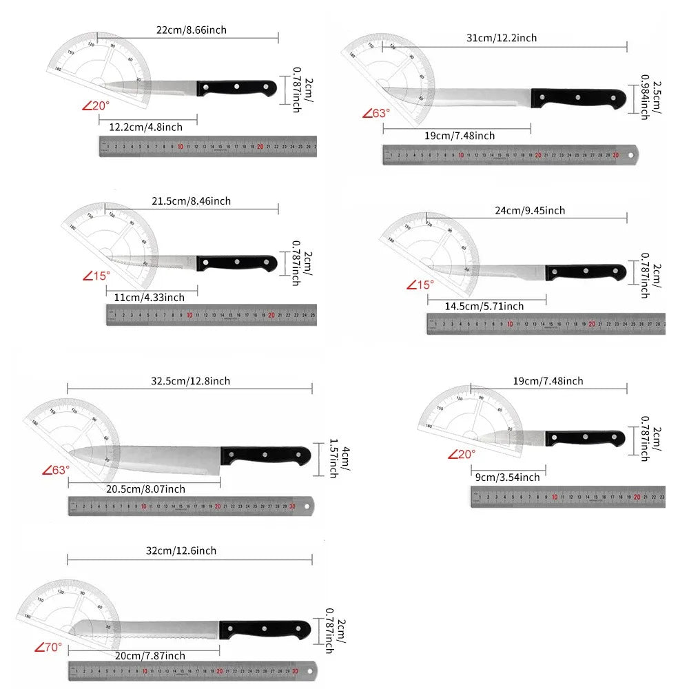 15pcs Chef Set Stainless Steel Kitchen Knives