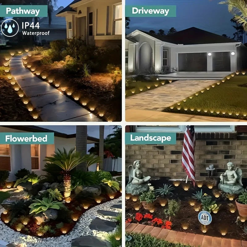 LED Solar Power Disk Light Outdoor 8pc.