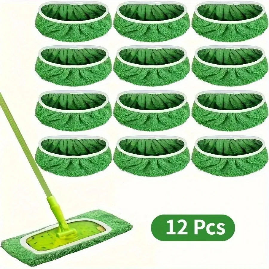 12 Piece Washable Green Mop Cloth