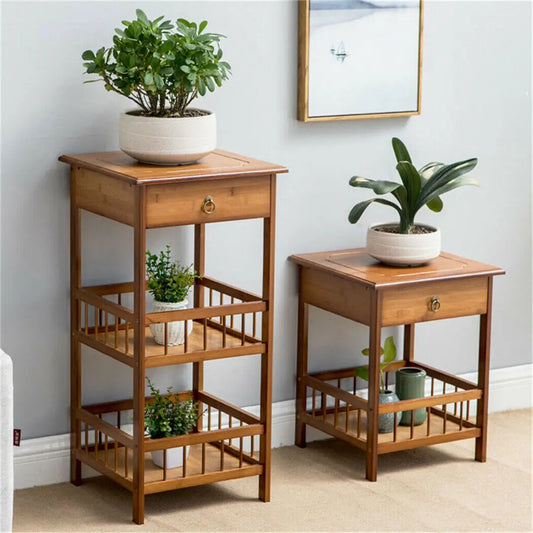 2-Tier Retro Bedside End Table w/ Drawer