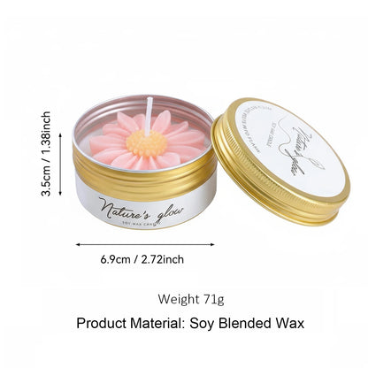 Chamomile Scented Candle Tin, Handmade Soy Wax Flower Candle