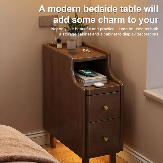 Ultra-Narrow Nightstand with 2 Drawers